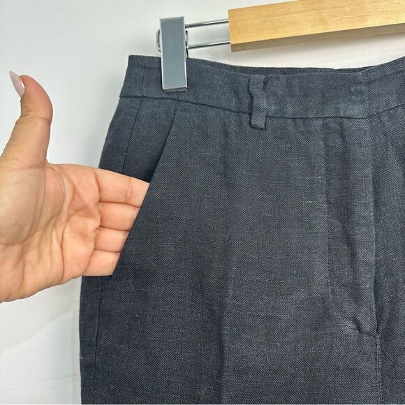 MaxMara Weekend Khat Linen Cropped Pants in Black Sz 6 - Picture 7 of 14